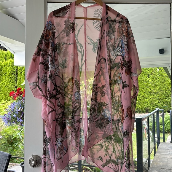 Boho Pink Chiffon Kimono - Picture 9 of 10